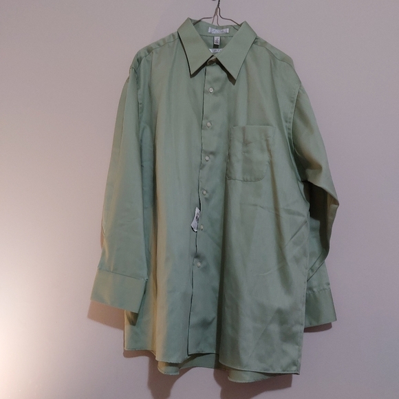 Geoffrey Beene satin cotton botton down nwt  size 17 1/2 32/33 wrinkle free - Picture 1 of 6